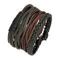 Stylish Brown and Black Leather Strand Wrist Band Bracelet for Men