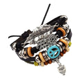 Serenity Hamsa Black Leather Multi Strand Wrist Band Bracelet