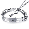 Romantic Couple Lovers I Love You Lock Key Stainless Steel Chain Pendant Combo