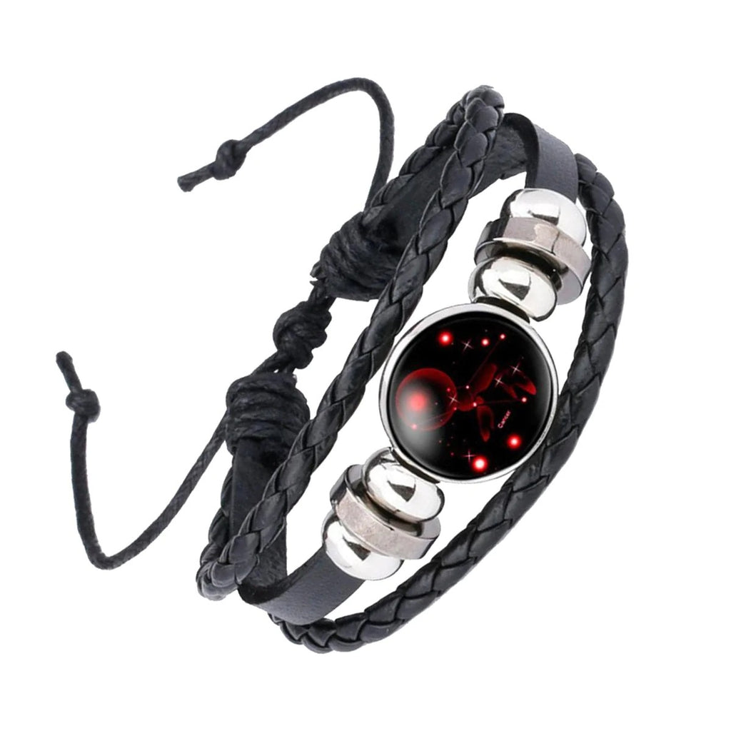 Unisex Stylish Zodiac Constellation Leather Wrist Band Bracelet