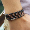 Unisex Braided Crafted Black Leather Wristband - Rope Border Design - Stylish Accessory