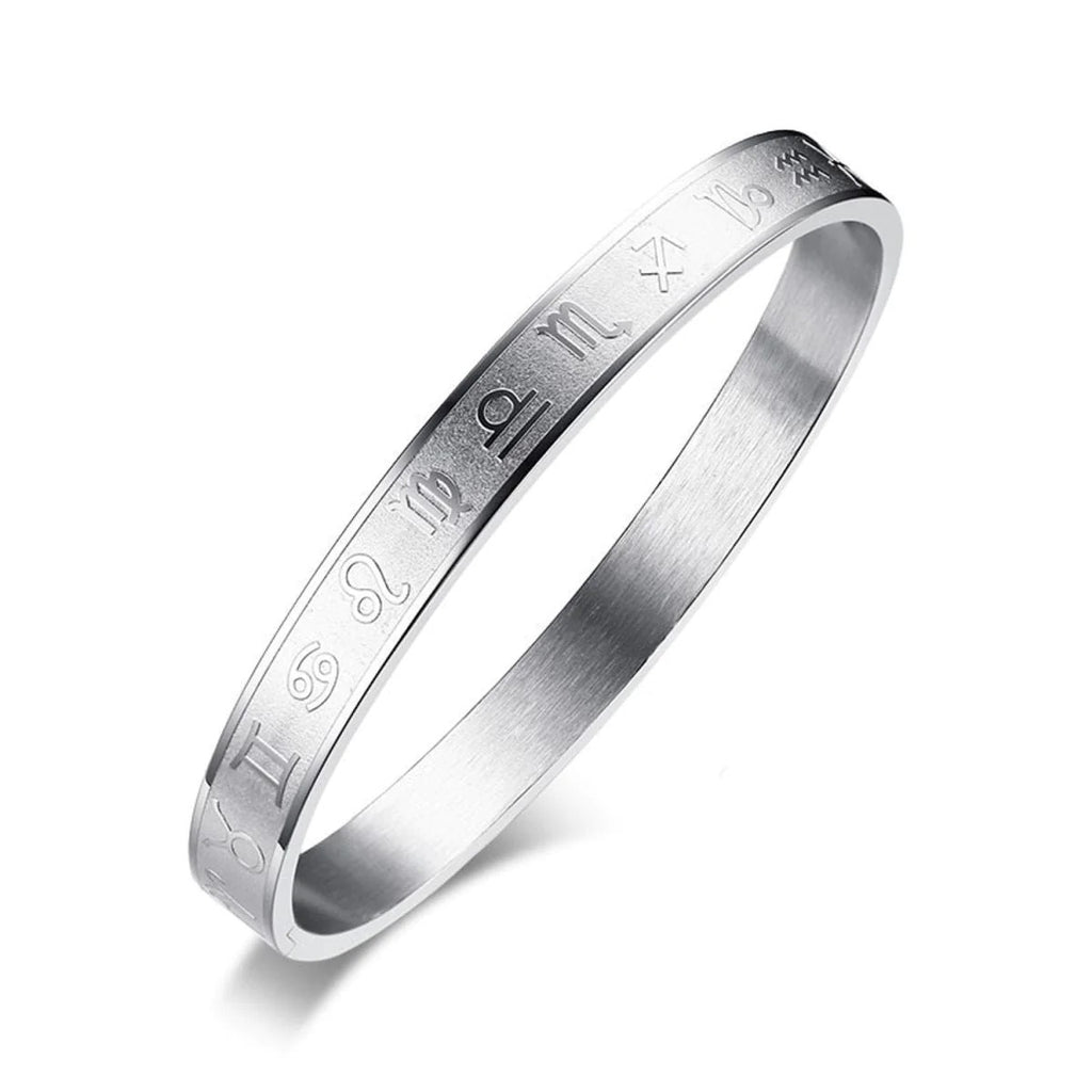 Zodiac Star Sign Stainless Steel Openable Kada Bangle Bracelet for Men