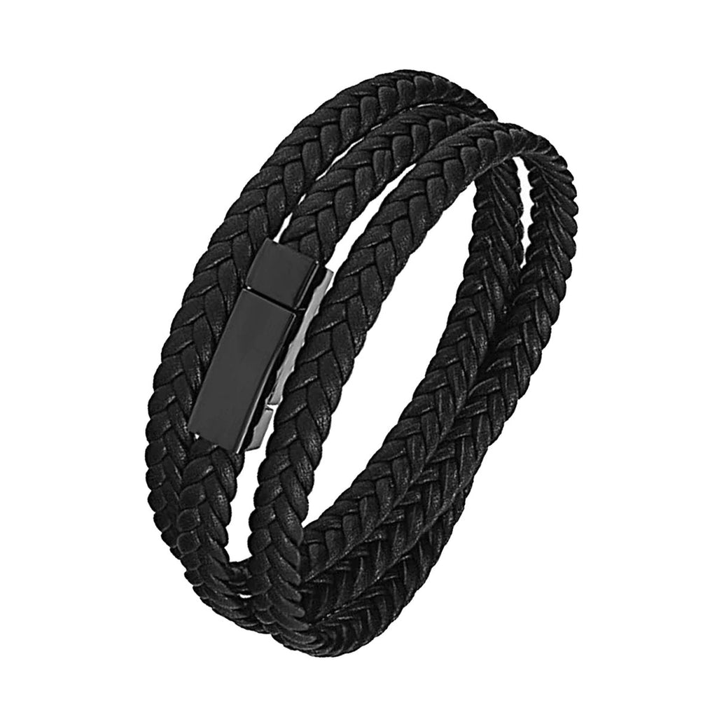 Multi Strand Braided Leather Wristband - Crafted for Men and Women - Trendy Stackable Bracelet
