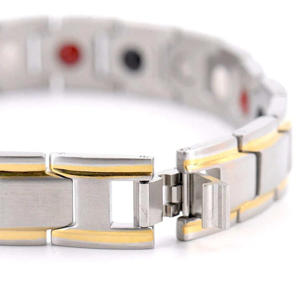 Gold Stainless Steel Magnet Health Care Therapy Bio Energy Bracelet - Enhance Your Well-being with Style