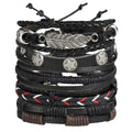 Casual Party Wear Black Leather Wraps Bracelets for Men