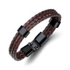 Biker Triple Layer Braided Rope Leather Wristband Wrap Bracelet for Men