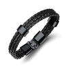 Biker Triple Layer Braided Rope Leather Wristband Wrap Bracelet for Men