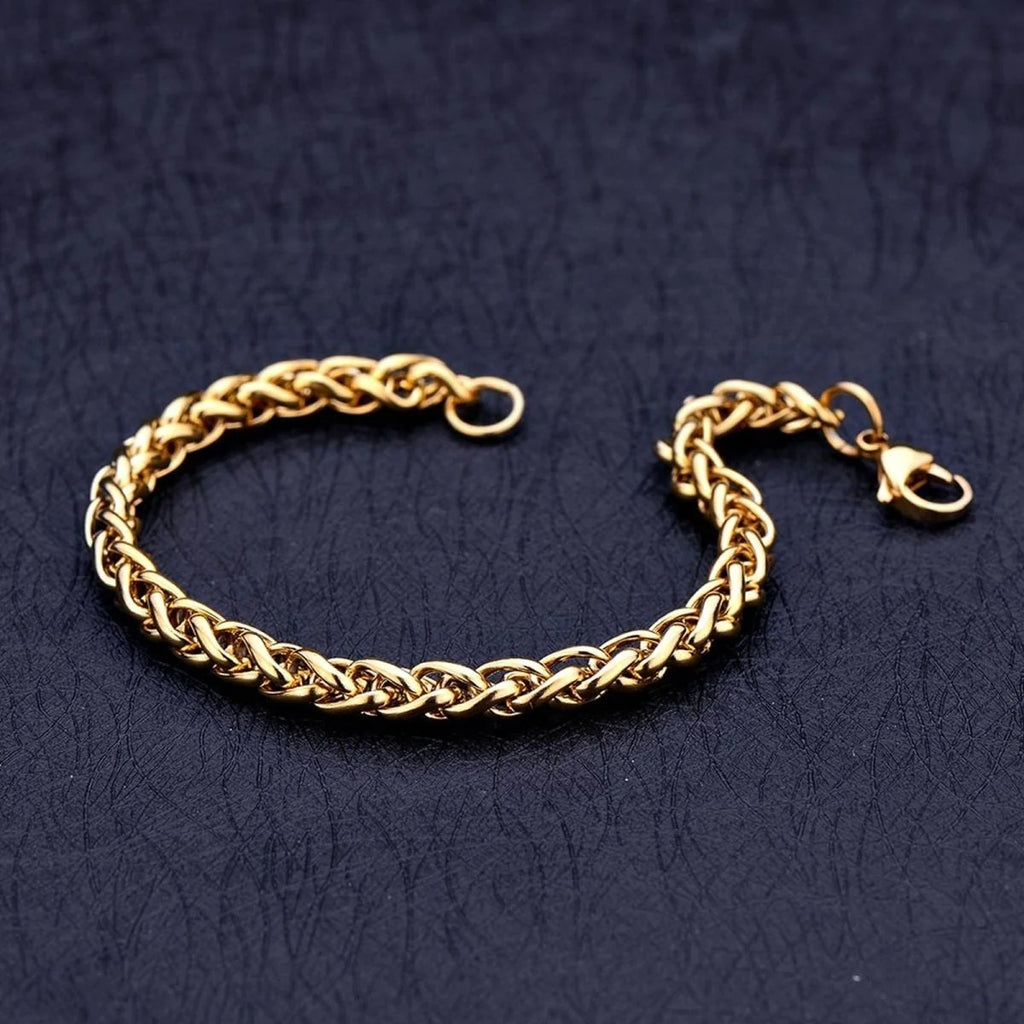 Spiga Franco 22K Gold 316L Stainless Steel Smooth Bracelet - Elegance and Durability Redefined