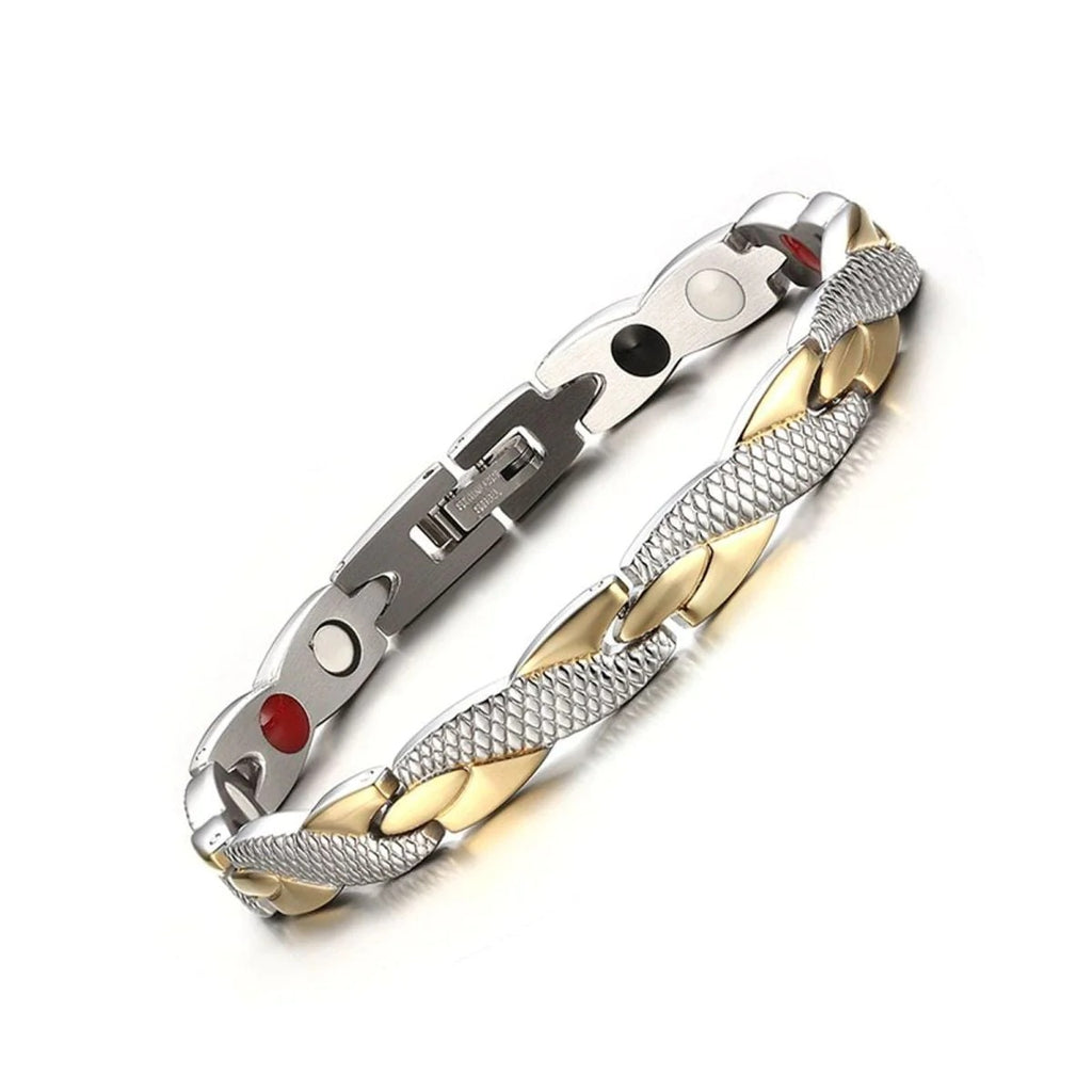 Energizing Magnetic Gold, Silver, and Stainless Steel Health Therapy Bracelet For Men