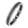 Luxury Watch Strap Silver Black 316L Stainless Steel Bracelet for Men - Elegant Timepiece Accent