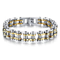 Biker Motorcycle Chain 18K Gold Silver Heavy Stainless Steel Bracelet - Bold Statement Piece