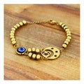 Lucky Crescent Turkish Blue Evil Eye Rose Gold Stainless Steel Bracelet