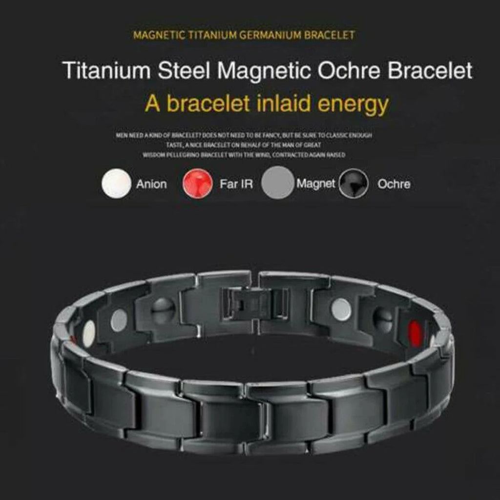 Black Stainless Steel Magnet Health Care Therapy Bio Energy Bracelet - Unisex Design