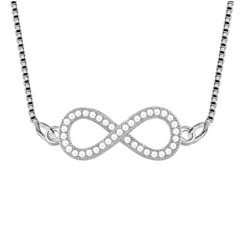 American Diamond Silver Necklace Pendant Chain with Infinity Symbol for Women