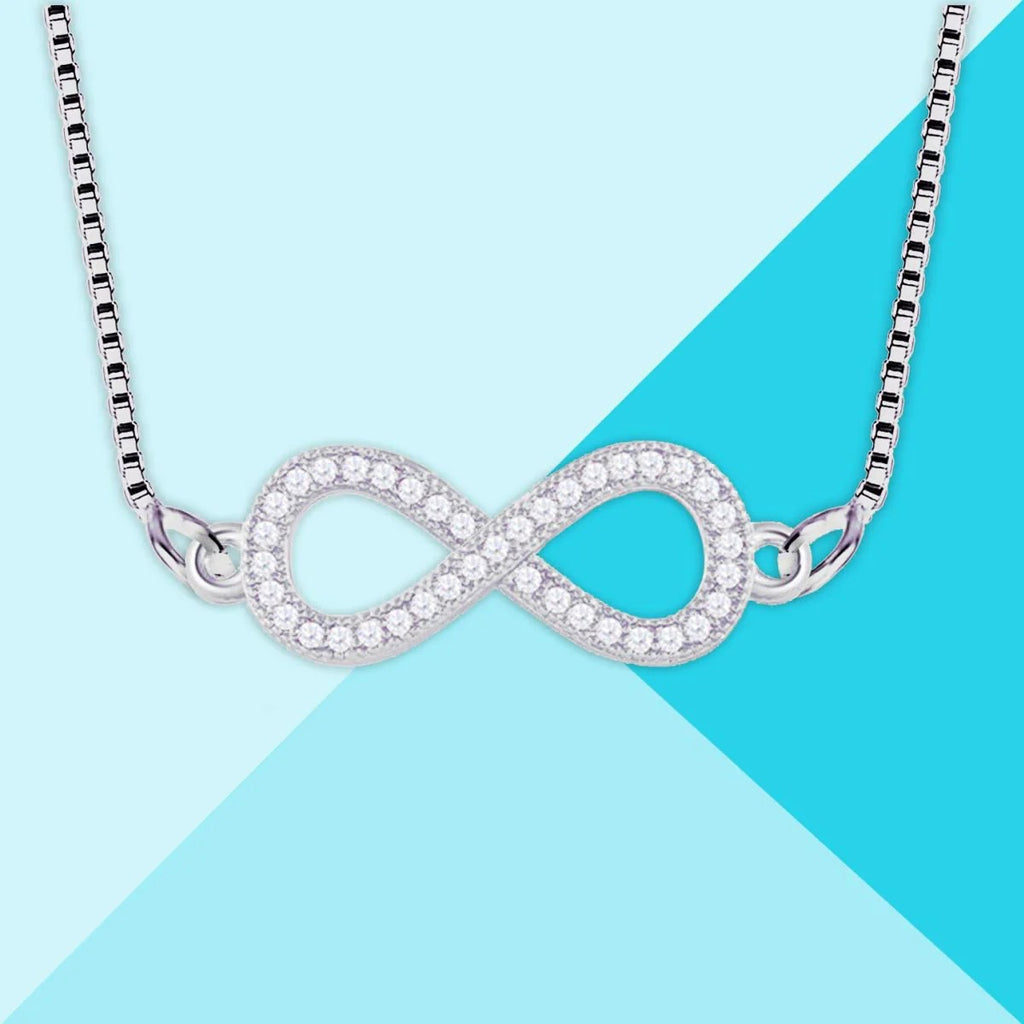 American Diamond Silver Necklace Pendant Chain with Infinity Symbol for Women