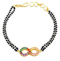 Adjustable Hand Wrist Mangalsutra Bracelet for Women with Infinite Love Colorful Rainbow Baguette Cubic Zirconia