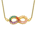 Women's Necklace Pendant Chain with Infinity Love Colorful Rainbow Diamond Design
