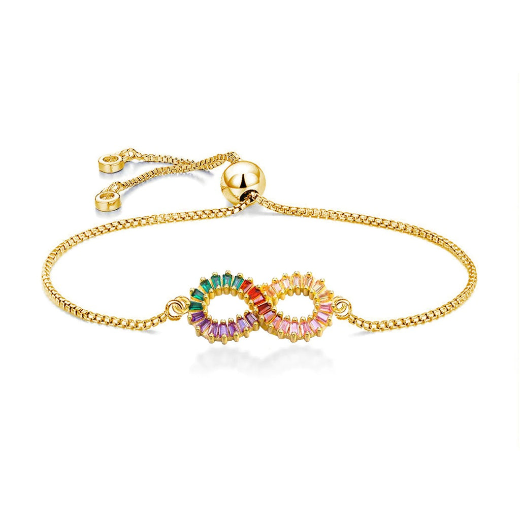American Diamond Bracelet with Infinity Love Colorful Rainbow Cubic Zirconia Design