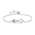 Adjustable Slider Bracelet with Silver Blue Evil Eye Nazariya Infinity Cubic Zirconia American Diamond