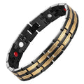 Titanium Stainless Steel Black Gold Magnet Health Therapy Bio Energy Bracelet for Men