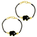 Captivating Protection Set of 2 Kids' Black Beads Turkish Evil Eye Hand Mangalsutra Bracelets