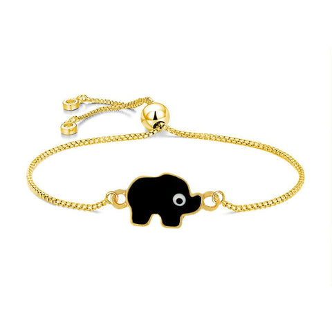 Radiant Charm Gold and Black Elephant Turkish Evil Eye Bracelet for Women