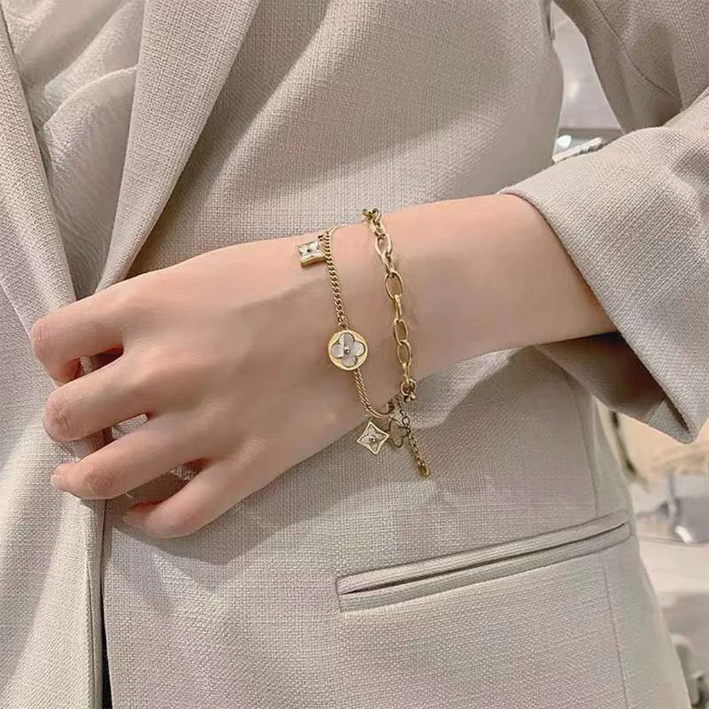 Chic Gold Stainless Steel Chain Link Bracelet For Women