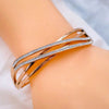 Waves Cubic Zirconia Silver Stainless Steel Openable Kada Bracelet for Women