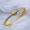 Studded Lock Cubic Zirconia - 18K Gold Stainless Steel Openable Kada Bangle for Women