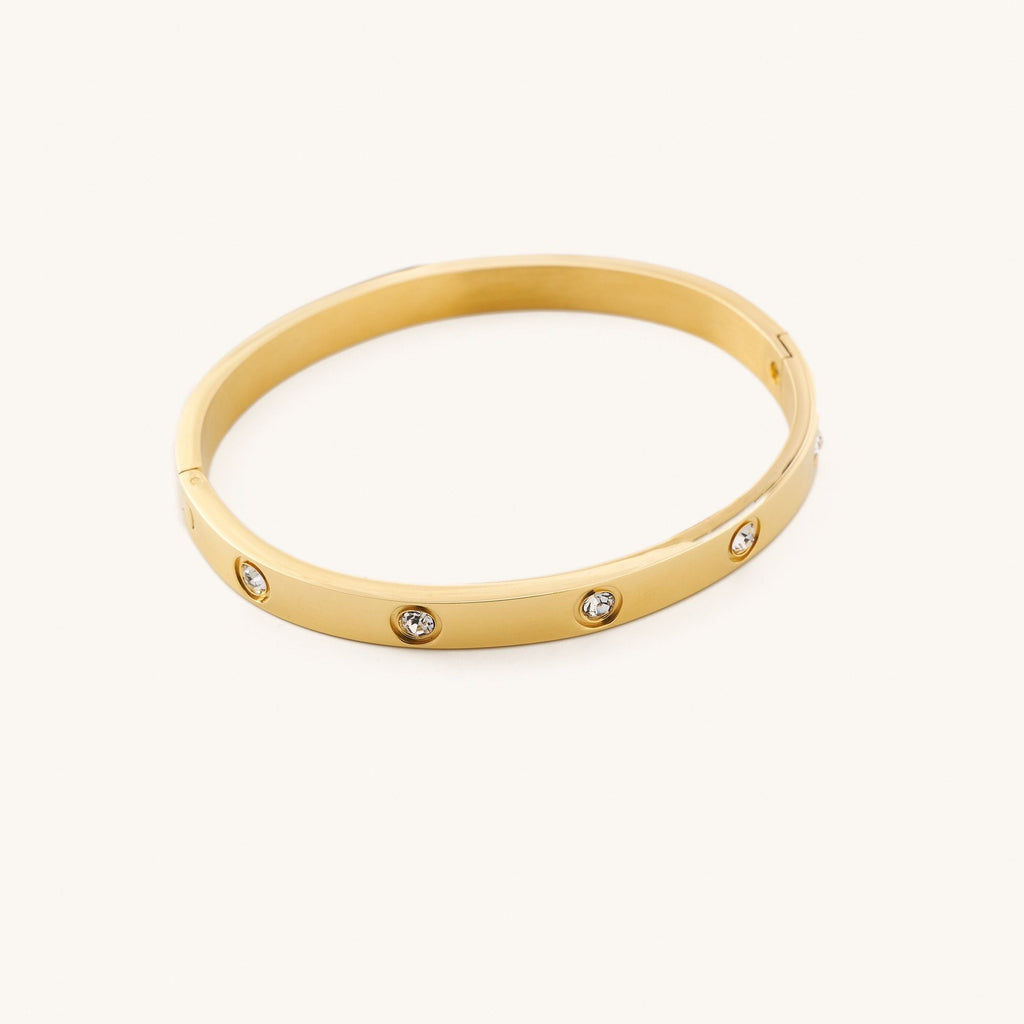 Gold Plated Stainless Steel Contemporary and Anti-Tarnish Love AD Bracelet for Women