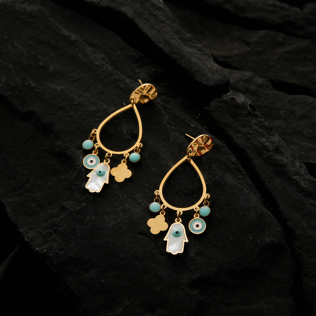 New Trendy Gold Plated Stainless Steel Drop Earrings