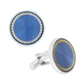 Stylish Blue and Gold Round Cufflinks in Presentation Gift Box