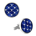 Elegant Round Blue Network Cufflinks in Presentation Gift Box