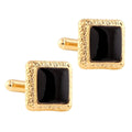 Sleek Black Enamel Square Cufflinks in a Presentation Gift Box