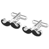 Elegant Silver & Gold Color Mustache Cufflinks in a Presentation Gift Box