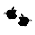 Sleek Black Apple Cufflinks in Presentation Gift Box