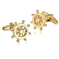 Glamorous Gold Rudder Anchor Sailor Cufflinks in Presentation Gift Box