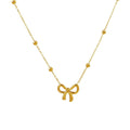 Gold Plated Anti Tarnish Infinity Bow Pendant Necklace for Women