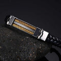Stylish Men's Stainless Steel Leather Wrap Cuff Bracelet with Clasp