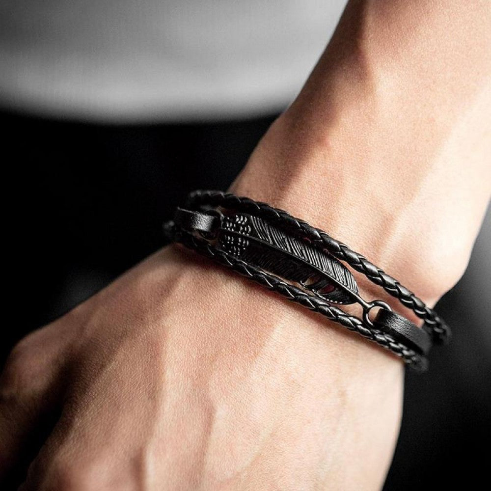 Stylish Unisex Braided Faux Leather Wristband Bracelet - Suitable for Men and Women