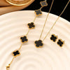 Gold-Plated Anti-Tarnish Gold Clover Jewelry Set for Women & Girls