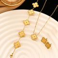 Gold-Plated Anti-Tarnish Gold Clover Jewelry Set for Women & Girls