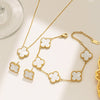Gold-Plated Anti-Tarnish Gold Clover Jewelry Set for Women & Girls