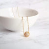 Golden Pave Ball Necklace with Crystal Slider on Delicate Gold Chain - Diamond and Crystal Bead Accents, 8mm Cubic Zirconia CZ