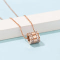 Roman Numerals Zircon Pendant Necklace: Exquisite Double Loop Design in Rose Gold Titanium Steel – A Beautiful Jewelry Gift for Women
