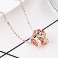 Roman Numerals Zircon Pendant Necklace Exquisite Double Loop Design in Rose Gold Titanium Steel – A Beautiful Jewelry Gift for Women