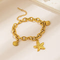 Gold Plated Stainless Steel Anti Tarnish Star themed Wraparound Bracelet For Women