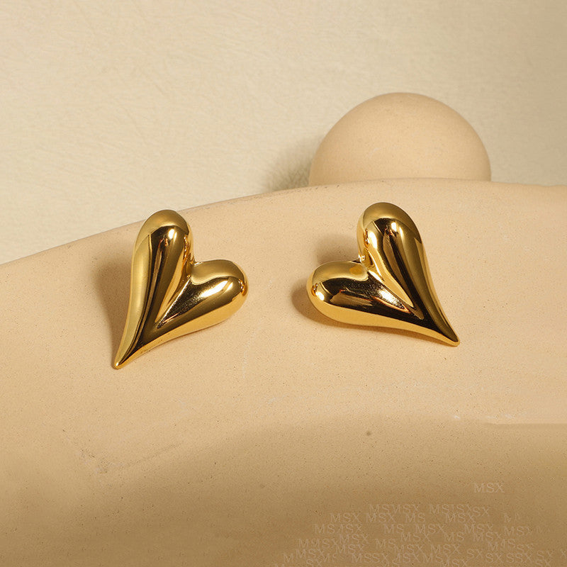 Gold-Plated Anti-Tarnish Heart Themed Earrings for Women