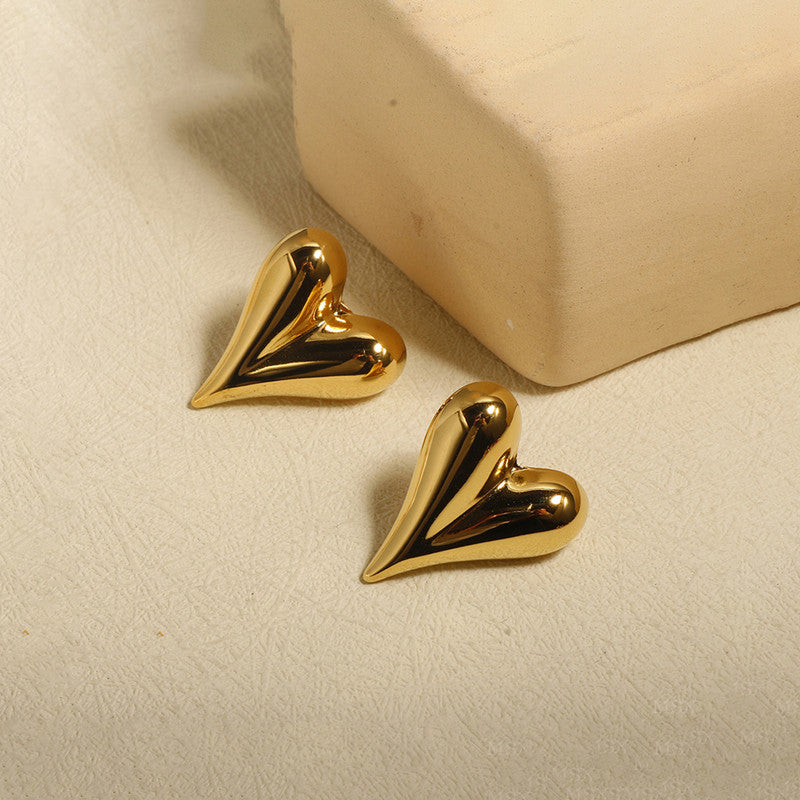 Gold-Plated Anti-Tarnish Heart Themed Earrings for Women