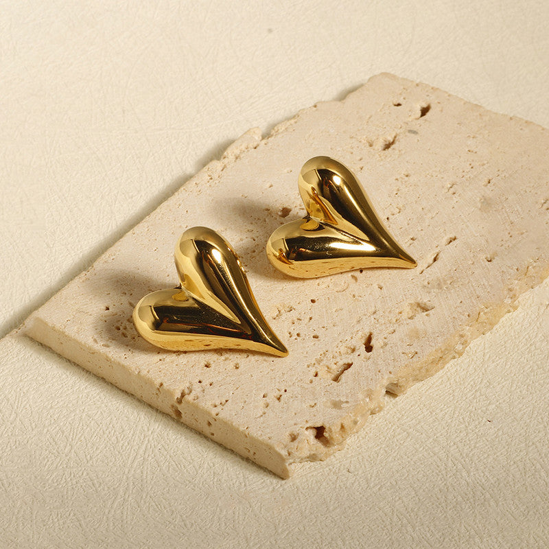 Gold-Plated Anti-Tarnish Heart Themed Earrings for Women